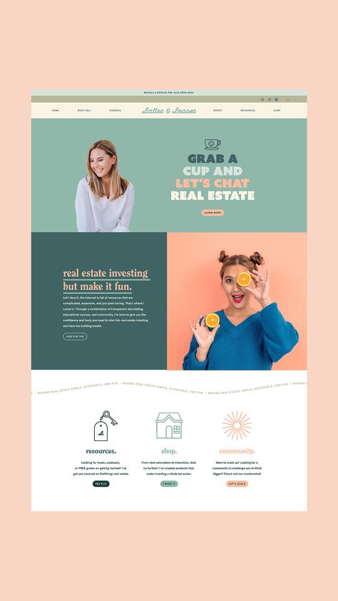 custom Squarespace site for real estate investor Website Branding Design, Bright Branding, Vibrant Branding, Desain Merek, Logo Design Illustration, Custom Brand Design, Modern Website Design, Professional Website Design, Branding Inspo