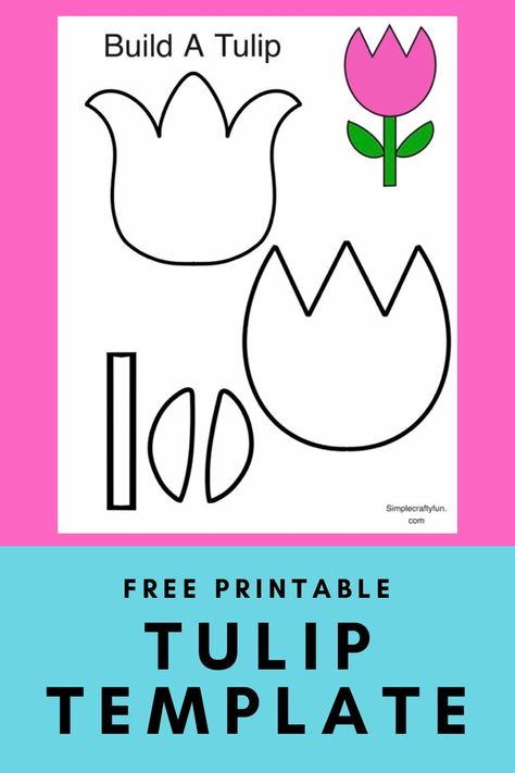 free printable tulip craft Tulip Crafts For Kids, Tulip Templates Printable Free, Tulip Crafts, Tulip Template, Tulip Craft, Toddler Spring Activities, Tulips Pattern, Spring Template, Flower Templates Printable