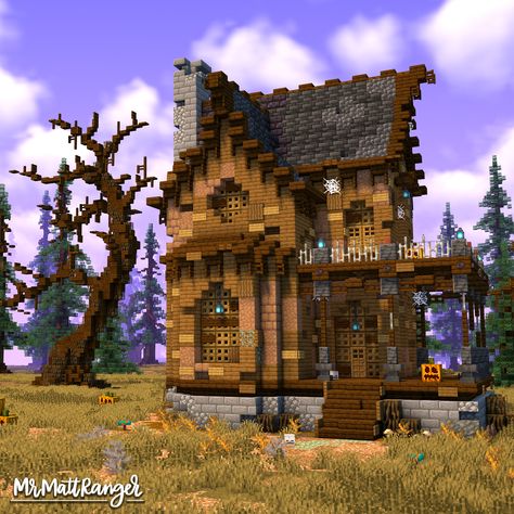 Minecraft Small Haunted House, Halloween Minecraft Decorations, Halloween Town Minecraft, Minecraft Spooky House, Spooky Minecraft House, Minecraft Autumn House, Haunted House Minecraft, Minecraft Halloween Builds, Spooky Minecraft