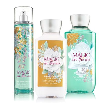 Bath & Body Works Magic in the Air fragrances with notes of white iris, almond flower and whipped vanilla Bath And Body Works Magic In The Air, Magic In The Air Bath And Body Works, Almond Flower, Magic In The Air, Bath N Body Works, Homemade Cosmetics, White Iris, Bath And Body Work, Bath Gel