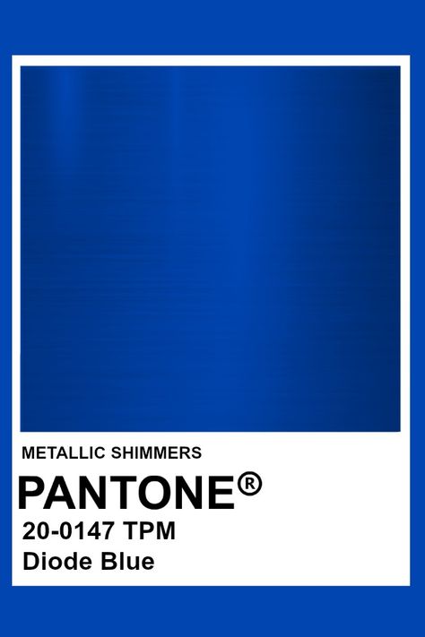 Diode Blue #Metallic #Pantone #Color Royal Blue Pantone Color, Metallic Blue Color Palette, Royal Blue Pantone, Metallic Pantone, Gradient Palette, Blue Pantone, Spring Bright, Yves Klein Blue, Pantone Colour Palettes