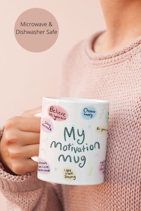 A positive and motivational mug that will you have a wonderful day! Words are so powerful and magical they can turn negative energy into positive energy! This mug will help you start your day with positive thoughts and great vibes. Perfect gift for a friend or family member! This mug is packaged with love and care. Processing time is 2-7 business days Motivation Mug, Self Love Mug, Mental Health, Inspirational Mug, Positivity Gift, Positive Saying Coffee Mug, Joyful Gifts, Quotes Mug Design Ideas Creative, Job Promotion Gifts, Gifts Quotes, Job Promotion, Positive Gift, Motivational Gifts, Confidence Boost, Amazon Handmade, Buy Handmade