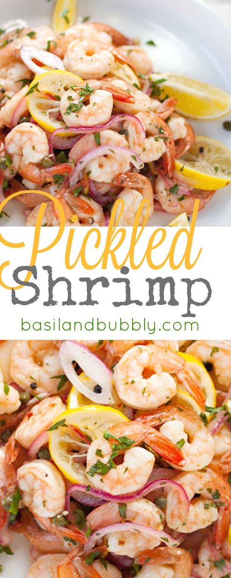 A classic southern appetizer that's perfect for summer snacking but also always shows up around Christmas: Pickled Shrimp Recipe -- delicious marinated shrimp Pickled Shrimp Recipe, Pickled Shrimp, Southern Appetizers, Shrimp Appetizers, Marinated Shrimp, Shrimp Dishes, Shrimp Recipe, Summer Snacks, Shrimp Salad