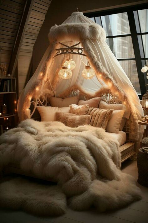 Cozy Luxury Bedroom, Dreamy Room Cozy Bedroom, Witchcore Bedroom, Bedroom Color Ideas, Zen Room Decor, Bedroom Elegant, Bed Cave, Magical Symbols, Bedroom Comforter Sets