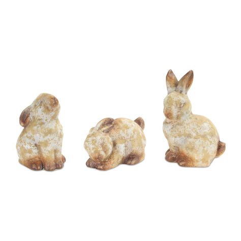 Adorable set of 6 terracotta rabbits. Melrose International Rabbit (Set of 6) 9"H in Off-White | 62324DS Spring Display, Ceramic Rabbit, Rabbit Garden, Classic Garden, Bunny Figurine, Rabbit Figurine, Garden Statue, Outdoor Statues, Whimsical Garden