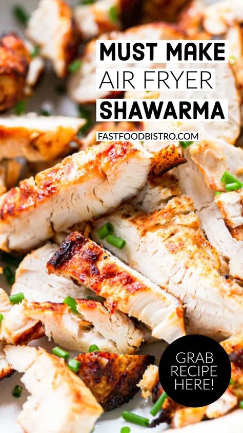 Air Fryer chicken shawarma in pita bread on a white plate Homemade Shawarma, Shawarma Ingredients, Easy Air Fryer Chicken, Shawarma Seasoning, Chicken Shawarma Recipe, Reheat Chicken, Shawarma Recipe, Easy Air Fryer, Chicken Shawarma