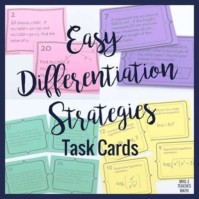 These differentiation strategies in the classroom are perfect for middle school and high school students. I use these ideas in secondary math, but they would even work in elementary. Math Differentiation Strategies, Early Finishers Activities Middle School, Maths Differentiation, Differentiated Instruction Strategies, Differentiation Strategies, Resource Room Teacher, Educational Therapy, Differentiation In The Classroom, Literacy Specialist