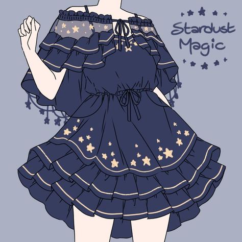 Star Clothes Drawing, Star Themed Outfits Drawing, Fantasy Clothing Drawing, Drawn Outfits, Magic Dress, Clothing Sketches, Art Outfits, Dress Design Drawing, Clothing Design Sketches