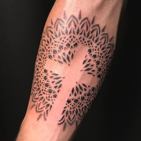 todays work / mandala dotwork with a cross / #tattoo #tattoos #tattooed #tatted #tattedup #ink #inked #inkedup #inkedlife #inkedmag #work… Little Cross Tattoos, Cross Shoulder Tattoos, Small Cross Tattoos, Front Shoulder Tattoos, Small Cross Tattoo, Mum Tattoo, Phönix Tattoo, Cross Tattoo For Men, Cross Tattoo Designs