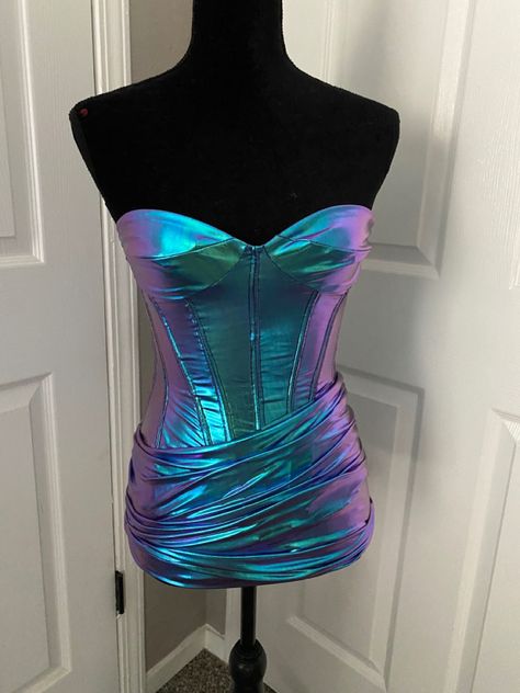 Steve Core, Holographic Corset, Iridescent Corset, Phoenix Magic, Shifting Clothes, Hologram Dress, Dress With Corset, Disney Trip, Mermaid Fashion