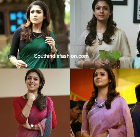 nayanthara in three fourth sleeves boat neck blouse Boat Neck Blouses, Boat Neck Saree Blouse, Khadi Sarees, Nayanthara Hairstyle, Boat Neck Blouse Design, Boat Neck Blouse, Khadi Saree, Sari Blouse Designs, Simple Sarees