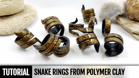 Diy Rings Tutorial, Fimo Ring, Snake Rings, Precious Metal Clay Jewelry, Clay Videos, Clay Ring, Polymer Clay Ring, Clay Rings, Polymer Inspiration