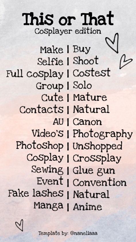 Cosplay Boundaries Template, Cosplans Template Instagram, Cosplans Template, Cosplay Templates, Insta Template, Story Games, Journal Writing Prompts, Story Templates, Drawing Inspo