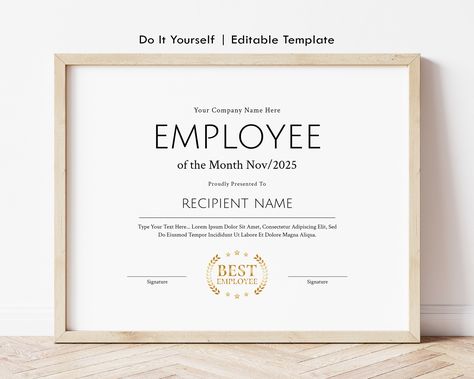 Editable Recognition for Best Employee of the Month, Employee Appreciation Gift Certificate Template Corporate Minimalist Award Download 095 Employee Of The Month Certificate, Employee Appreciation Awards, Corporate Minimalist, Best Employee, Employee Recognition Awards, Certificate Of Completion Template, Baptism Photos, Employee Of The Month, Award Template