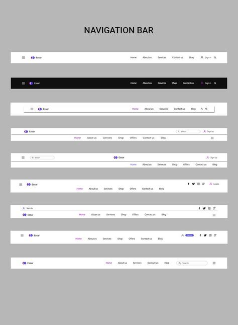 navigation bar ui - Google Search Menu Bar Design Website, Navigation Web Design, Navigation Bar Design Website, Navbar Design Website, Nav Bar Design Website, Website Header Design Inspiration, Web Navigation Design, Nav Bar Design, Website Navigation Bar