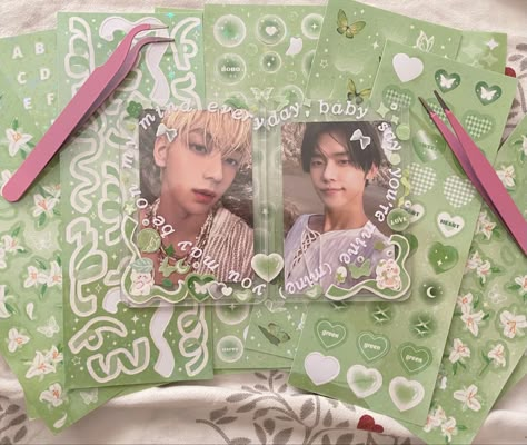 Heart Toploader Deco, Purple Toploader Deco, Green Toploader Deco, Txt Toploader Deco, Heart Toploader, Toploader Deco Ideas, Kpop Packaging, Top Loader Deco, Kpop Toploader Deco