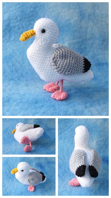 Seagull Free Crochet Pattern Amigurumi Seagull Crochet Pattern - Free Pattern Crochet Seagull Free Pattern, Amigurumi Seagull, Seagull Crochet, Seagull Pattern, Crochet Craft Fair, 2023 Crochet, Crochet Bird, Crochet Bird Patterns, Beach Craft