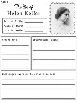 Helen Keller Organizers Helen Keller Biography Project, Helen Keller Activities, Helen Keller Biography, Timeline Ideas, Women History Month Activities, Reading Mini Lessons, Hellen Keller, Suffixes Worksheets, Alabama History