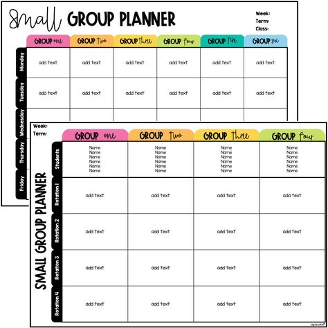 Small Group Planning Template EDITABLE - Top Teacher Small Group Notes Template, Teacher Small Group Area, Micro Teaching Ideas, Small Group Planning Template, Small Group Schedule, Small Group Lesson Plan Template, Small Group Planning, Small Group Organization, Small Group Area