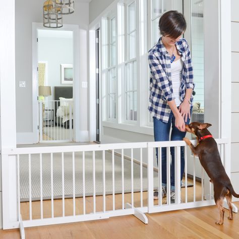 Step Over Pet Gate Diy Dog Gates Indoor Easy, Diy Dog Gates Indoor, Dog Gate Diy, Dog Gates Indoor, Indoor Gates, Retractable Dog Gate, Indoor Dog Fence, Freestanding Dog Gate, Puppy Gates