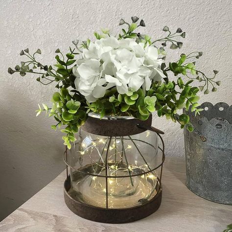 Amazon.com: Vintage Glass Farmhouse Vase, Rustic Lantern Decor with Plants Flowers Lights Vintage Style Vases for Home Decor Floral Arrangement Hostess Gift : Home & Kitchen Rustic Lantern Decor, Glass Farmhouse, Vase Rustic, Home Decor Floral Arrangements, Farmhouse Lantern, Farmhouse Vase, Lantern Decor, Pretty Candle, Rustic Vase