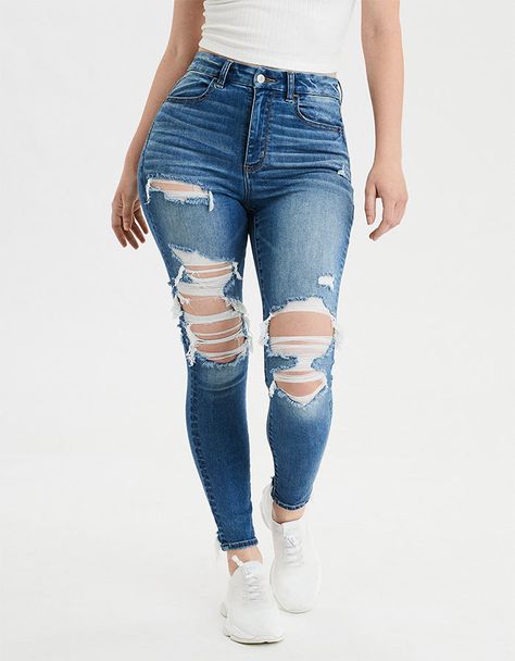 Pink Ripped Jeans, Mens Elastic Waist Pants, Cute Ripped Jeans, Distressed Mom Jeans, Outfit Jeans, Curvy Jeans, Cute Jeans, Elastic Waist Pants, Mens Outfitters