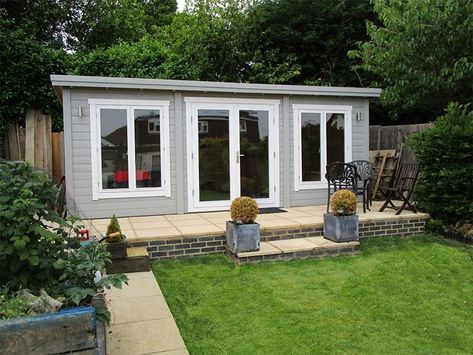 Log Cabin Garden, Garden Log Cabin, Flat Roof Shed, Cabin Garden, Garden Log Cabins, Garden Lodge, Log Home Plans, Garage Apartment Plans, Summer House Garden