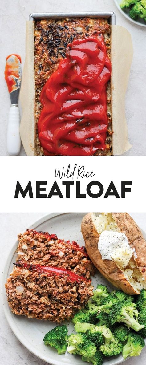 This Wild Rice Meatloaf packs all the savory flavors (+ 19g protein per serving!) you love during the colder months of the year. Cozy up and make this easy and delicious meatloaf recipe for dinner tonight! Hearty Winter Recipes, Cooked Rice Recipes, Tasty Meatloaf Recipe, Rice Meat, Baked Meatloaf, Wild Rice Recipes, Delicious Meatloaf, Cooking Wild Rice, Recipe For Dinner