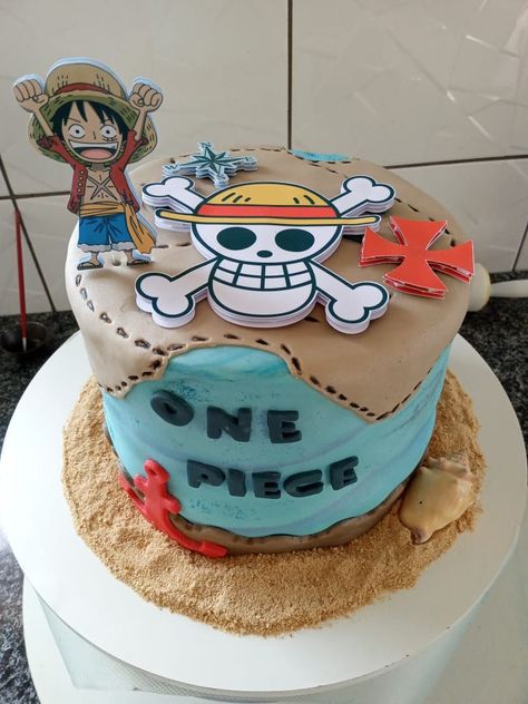 Anime Birthday Cake Ideas One Piece, One Piece Torte, One Piece Cake Ideas, One Piece Birthday Cake, One Piece Birthday Theme Party Ideas, One Piece Anime Cake, Luffy Cake, One Piece Cake, One Piece Birthdays