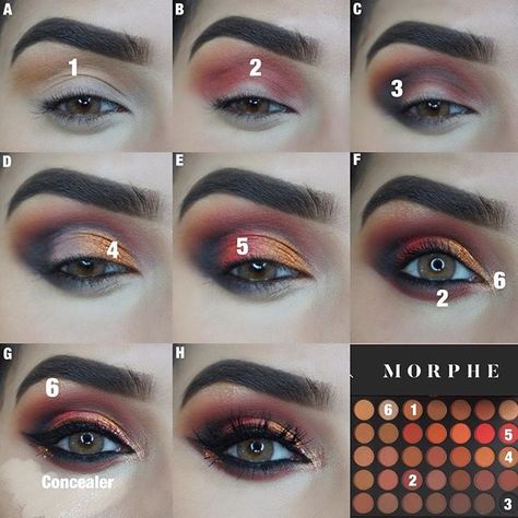 Step by step pictorial using the smoking hot @morphebrushes 3502 palette 🔥 Motd deets❤️ @anastasiabeverlyhills Dipbrow pomade in dark brown @morphebrushes 3502 palette @ctilburymakeup magic foundation in medium 5, flawless finish micro powder in medium 2 @rxycosmetics glitter in copper sparkle @jaymanuelbeauty mascara in noir @doll10beauty 2 the point liner in black @peachesmakeup pigment in sinderella @imahclashes eyelashes in medusa @motivescosmetics little black dress gel liner @k... Morphe Gilded Desert Palette Looks, Morphe Smokey Eye Tutorials, Morphe 35d Palette Looks, Morphe Gilded Desert Looks, Morphe 35f Fall Into Fabulous Looks, Morphe 350, Smokey Makeup, Morphe Eyeshadow, Makeup Morphe