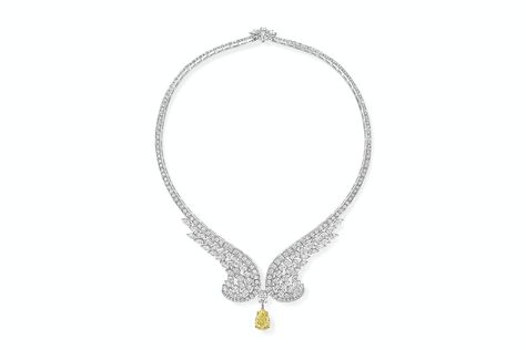 Harry Winston 'New York' collection 'Eagle' necklace with fancy yellow and colourless diamonds in platinum Coloured Diamonds, Katerina Perez, Diamond Chandelier, Expensive Diamond, Eagle Necklace, Marquise Shape Diamond, Asscher Diamond, High Jewellery, Harry Winston