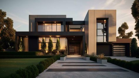 Modern House Images, Dream House Exterior Modern Beautiful, Glass House Design Modern, Modern Mansion Exterior, Transitional Modern Home, Modern Luxury House, House Structure Design, House With Garden, Exterior Modern House