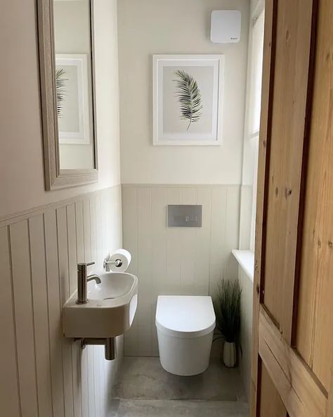 Little Greene Slaked Lime Mid 149 bathroom Small Wc Ideas Downstairs Loo, Slaked Lime Mid, Slaked Lime, Wc Ideas, Small Downstairs Toilet, Cloakroom Toilet, Downstairs Cloakroom, Toilet Room Decor, Bathroom Paneling