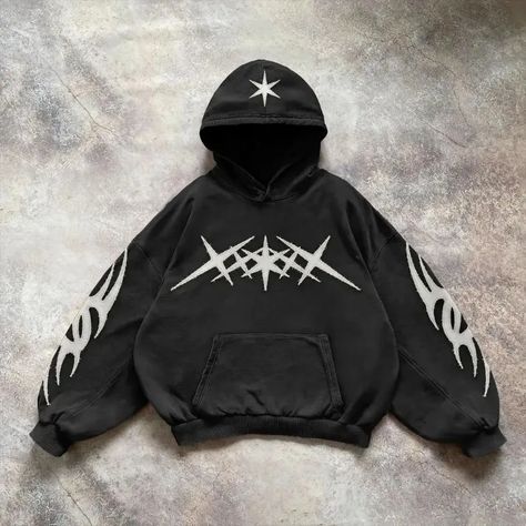 Gothic Retro Embroidery Graphics Oversize High Quality Hoodie Men's Y2K Harajuku Hip-Hop Casual Y2k Grunge Sweater, Y2k Jacket Men, Upcycle Winter Clothes, Black Hoodie Outfit Men, Hoodie Print Ideas, Y2k Clothes Men, Streetwear Fashion Hoodie, Hoodie Design Ideas Inspiration, Gothic Sweatshirt