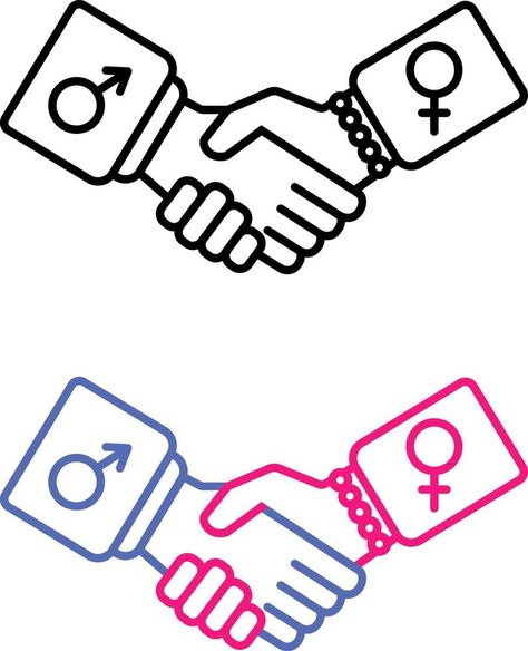 Woman and man shake hands, make a partnership agreement, and thank each other for good teamwork, expressing respect for the concept of gender equality. Business partner. Vector line icon Men And Women Equality, Line Man, Partnership Agreement, Good Teamwork, Cheer Up Quotes, Vector Brush, Vector Line, Icon Icon, Shake Hands