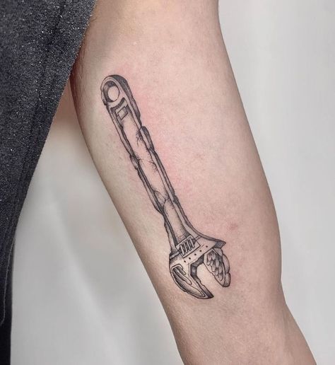 Wrench Tattoo Mechanic, Tool Tattoo Ideas, Tool Tattoo Mechanic, Wrench Tattoo, Jason Tattoo, Detailed Tattoos, Tools Tattoo, Tats Ideas, Mens Tattoos