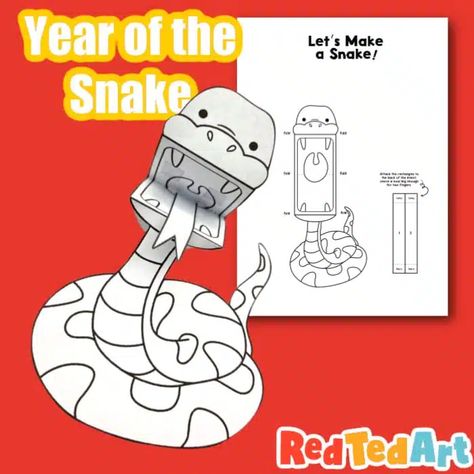 12 Zodiac Animal Finger Puppets - Red Ted Art - Kids Crafts Chinese New Year Snake Craft, Chinese New Year Kids Crafts, Chinese New Year Crafts For Preschoolers, Lunar New Year Crafts For Kids, Snake Crafts For Kids, Chinese New Year Snake, Chinese Puppet, Snakes For Kids, Japanese Worksheets