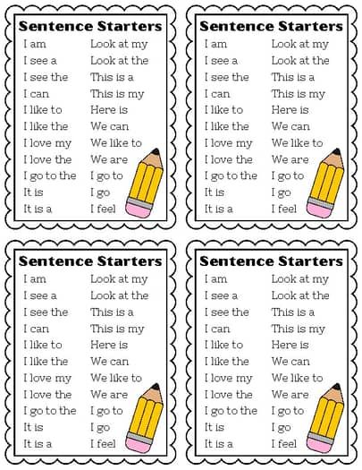 Sentence Starters Poster (B&W + MINI POSTERS INCLUDED) by Kid Curated by HW Writing Time, Classroom Welcome, Mini Posters, Halloween Kindergarten, Dual Language Classroom, Writing Station, 2nd Grade Writing, 8th Grade Ela, 2nd Grade Ela