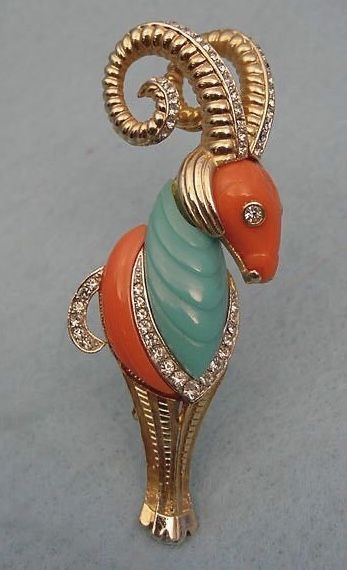 Hattie Carnegie Birds Jewelry, Jewelry Animals, Hattie Carnegie, Figural Jewelry, Mountain Goat, Animal Brooch, Coral Jewelry, Bird Jewelry, Coral Turquoise