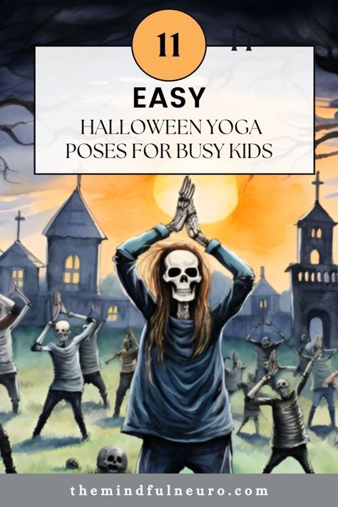 11 Easy Halloween Yoga Poses for Busy Kids (+Freebie) Halloween Yoga Poses For Kids, Halloween Yoga Poses, Halloween Yoga For Kids, Halloween Physical Activities For Kids, Kids Yoga Games, Yoga Halloween, Dance Activities, Toddler Yoga, Halloween Yoga