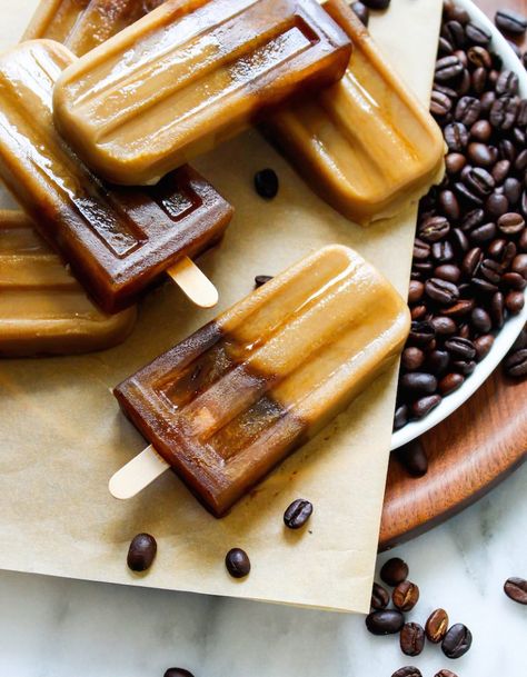 Creamy Cold Brew Popsicles Keto Popsicle, Coffee Popsicles, Fancy Foods, Almond Milk Coffee, Smoothie Popsicles, Ice Popsicle, Fresh Coffee Beans, Coffee Treats, Tiramisu Recipe