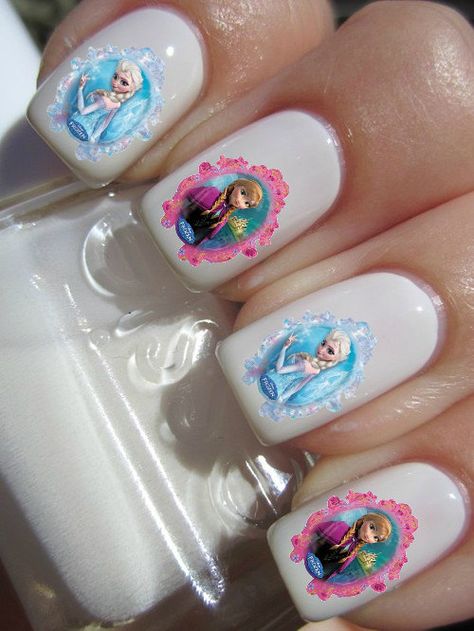 Frozen Elsa and Anna nail decals tattoos nail by CrazyFunNailArt, $2.99 Dc Nails, Elsa Nails, Disney Frozen Nails, Castle Birthday Cakes, Frozen Nails, Disneyland Nails, Sofia The First Birthday Party, Frozen Bday Party, Funny Birthday Cakes