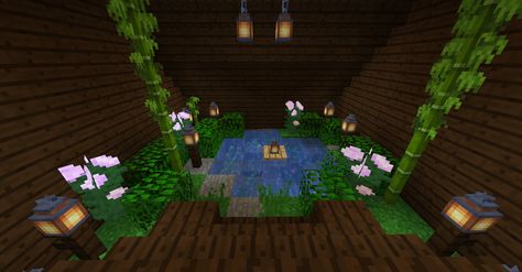 Just a little koi pond inside cave Pond Ideas Minecraft, Pond Minecraft, Koi Pond Ideas, Japanese Pond, Minecraft Temple, Minecraft Japanese, Pond Ideas, Pin Search, Ideas Minecraft