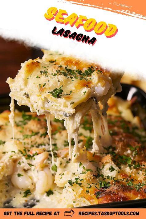 Indulge in the rich flavors of this mouthwatering seafood lasagna, a delightful twist on a classic Italian dish. Layered with tender shrimp, succulent crab, and creamy ricotta cheese, this recipe promises a gourmet experience with every bite. Perfect for seafood lovers and those looking to elevate their dinner routine, this seafood lasagna offers a perfect blend of freshness and comfort. Explore this savory dish that brings the ocean to your table and impress your guests with its exquisite taste. Click to discover the secrets Crab And Shrimp Lasagna, Seafood Lasagna Recipe Easy, Seafood Crepes Recipe, Crab Lasagna, Shrimp Lasagna, Crab Bake, Lasagna Recipe Easy, Seafood Lasagna Recipes, Seafood Casserole Recipes