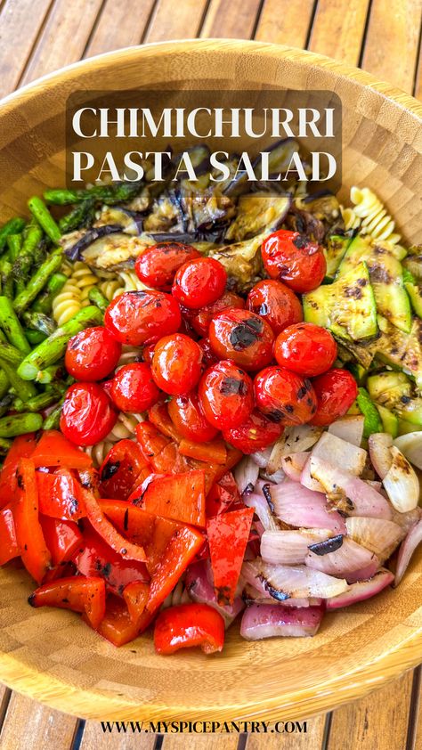 Grilled Pasta Salad, Grilled Veggie Pasta Salad, Chimichurri Chicken Pasta, Chimichurri Chicken Salad, Grilled Vegetable Pasta Salad, Chimichurri Pasta Salad, Chimichurri Side Dishes, Best Summer Pasta Salad Recipes, Recipes With Chimichurri