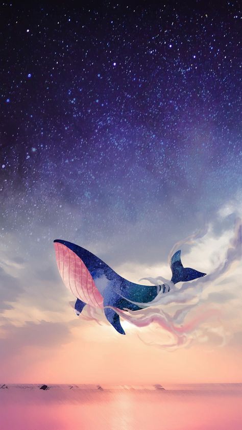 Sky Whale, Good Artists, Sea Life Wallpaper, Space Whale, Magic Land, Whale Art, Ocean Sky, Beauty Art Drawings, A Whale