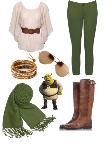 Shrek Inspired Outfit w/ leopard print scarf Fashion Souls, Disney Dress Up, Disney Princess Outfits, Disney Themed Outfits, Movie Inspired Outfits, Nerd Fashion, Character Inspired Outfits, Sassy Outfit, Disney Bound Outfits