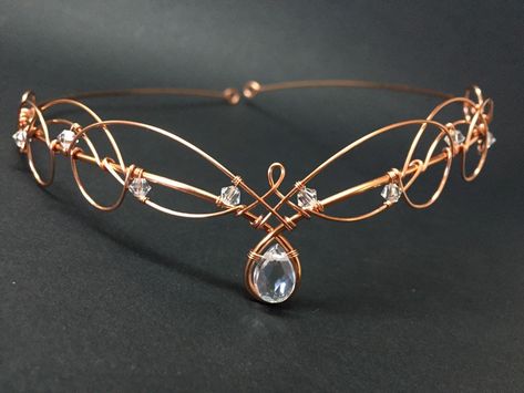 Circlet Tiara in Copper (Rose Gold) with Rock Crystal & Swarovski Crystal Wedding Headpiece Medieval Renaissance by SweetElvenChestnut on Etsy Kule Ting, Crystal Headpiece Wedding, Rose Gold Tiara, Copper Rose Gold, Gold Tiara, Beautiful Tiaras, Chique Outfits, Gelang Manik, Magical Jewelry