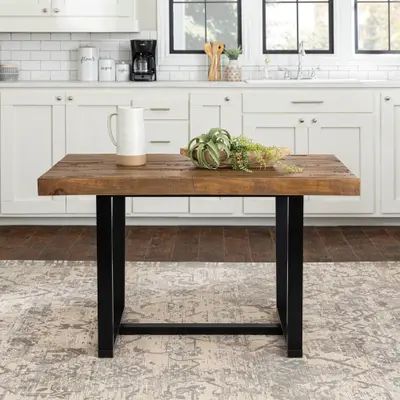 Buy Kitchen & Dining Room Tables Online at Overstock | Our Best Dining Room & Bar Furniture Deals Narrow Dining Table Small Spaces, Dining Table Small Spaces, Industrial Modern Dining Table, Narrow Dining Table, Distressed Table Top, Wood Trestle Dining Table, Distressed Wood Dining Table, Distressed Dining Table, Traditional Dining Room Table