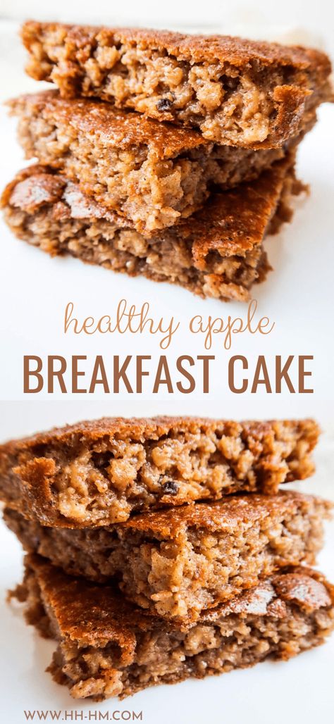 Healthy Breakfast Oatmeal Apple Cake (Flourless) - Her Highness, Hungry Me Keto Friendly Apple Desserts, Low Cholesterol Breakfast Meal Prep, Apple And Honey Recipes, Healthy Family Desserts, Apple Oat Breakfast Bars, Baked Oat Breakfast Bars, Apple Oat Bars Healthy, Breakfast With No Eggs Ideas, Healthy Apple Breakfast Bars